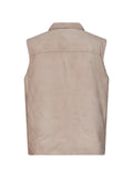 Brunello Cucinelli suede down vest with shirt-style collar