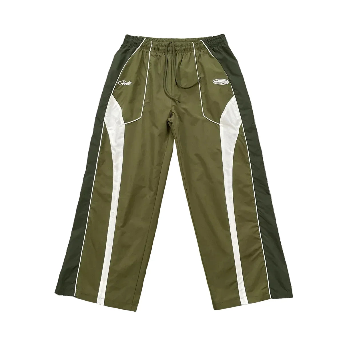Corteiz Devil's Island Spliced Contrast Casual Pants – Green