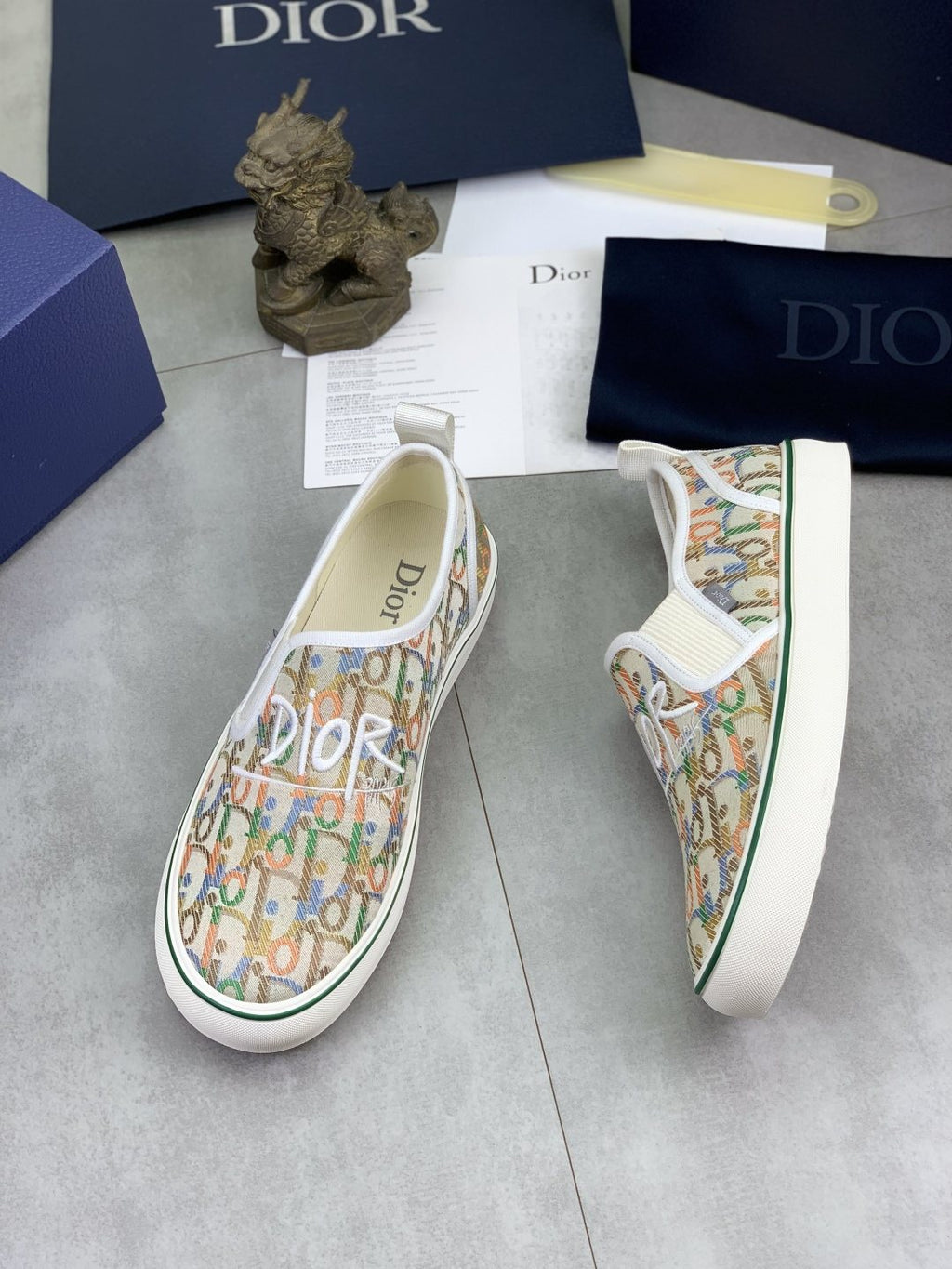Dior Multicolor Canvas Slip-On Shoes