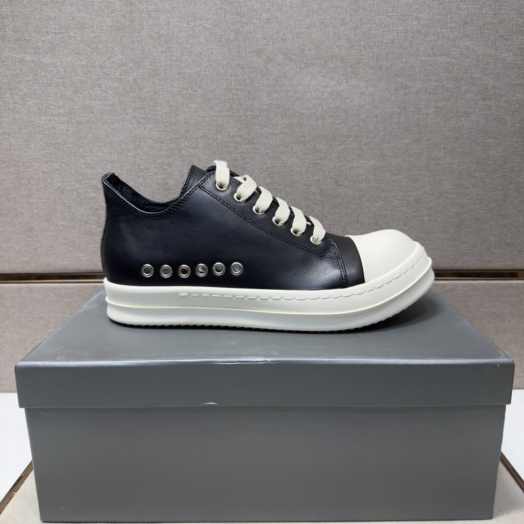 Black and Off-White Low-Top Sneakers